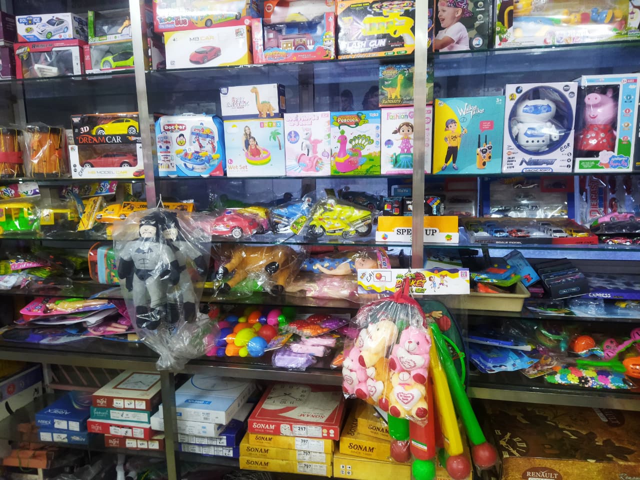 Gift section with ribbons and wrapping